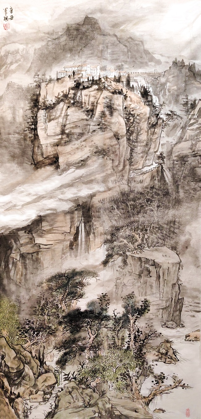 中国画《山中飘过一朵云》.jpg